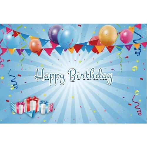 Happy Birthday Backdrop Baby Blue Photography Background Holiday Celebration Photo Booth Studio Decor