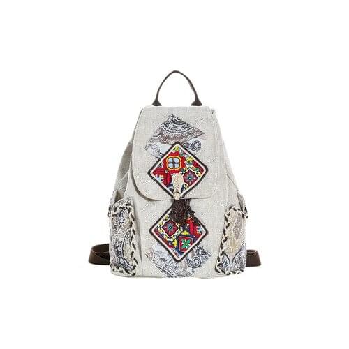 Hot-sale bohemian string appliques shopping cover backrack!Nice national prints casual backruck Versatile women casual backpacks