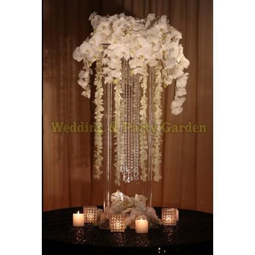 Hot 60cm(H) Crystal Table Centerpiece Square Table flower stand Wedding Decoration