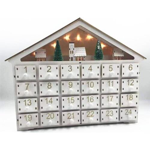White 24-day countdown calendar Christmas digital calendar luminous ornaments Christmas decorations home crafts ornaments