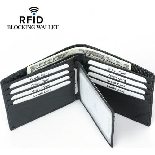 New Carbon Fiber PU Leather ID Credit Card Holder Tri-fold RFID Blocking Wallet Cover Driver License Purse