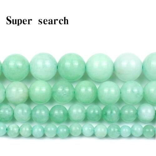Natural Green Angelite Stone Beads Round Loose Spacer Beads 15'Strand 6/8/10mm For Jewelry Making DIY Bracelets Necklace