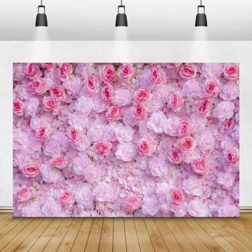 Laeacco Wedding Photo Backdrops Pink Roses Flowers Wall Floral Newborn Baby Shower Birthday Photography Backgrounds Photo Studio