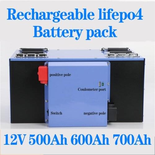 Lifepo4 battery lithium iron phosthate battery 12V 500Ah 600Ah 700Ah 150A BMS 1800W larger capacity power bank + 20A Charger