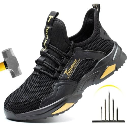 Men Breathable Work Sneakers Steel Toe Cap Work Safety Shoes For Men Safety Boots Anti-Puncture Indestructible Work Shoes Male