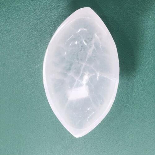 Natural Crystal Quartz Selenite Eye Shape Bowl Energy Reiki Stone Home Aquarium Decoration Accessories Gemstone