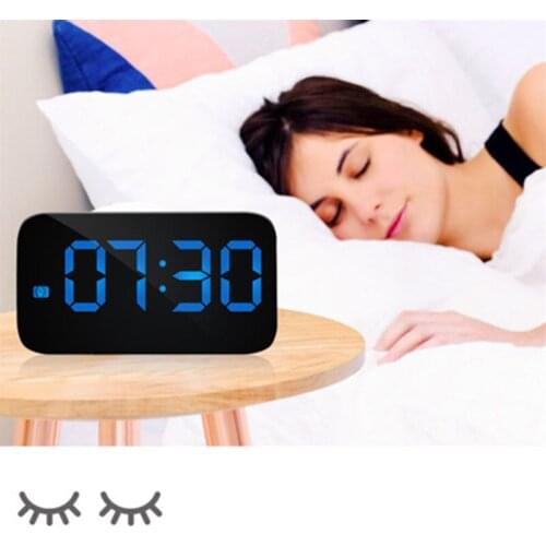 New USB Charge LED Alarm Clock LED Display Voice Control Electronic Snooze Backlight Digital Table Desktop Table Clocks 1Pc