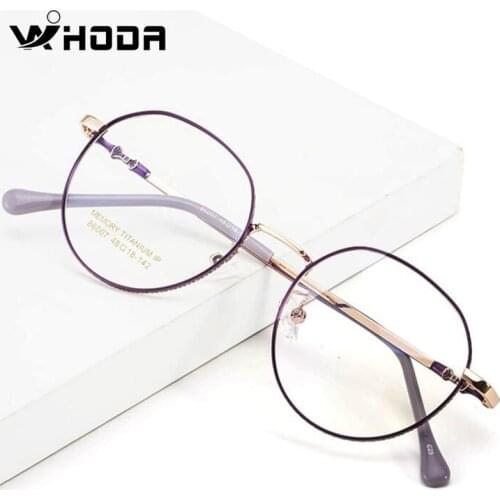WIHODA Women Retro Pure Titanium Glasses Frame, Female Round Memory Ultralight Myopia Glass Frames two-color Small Size Eyeglass