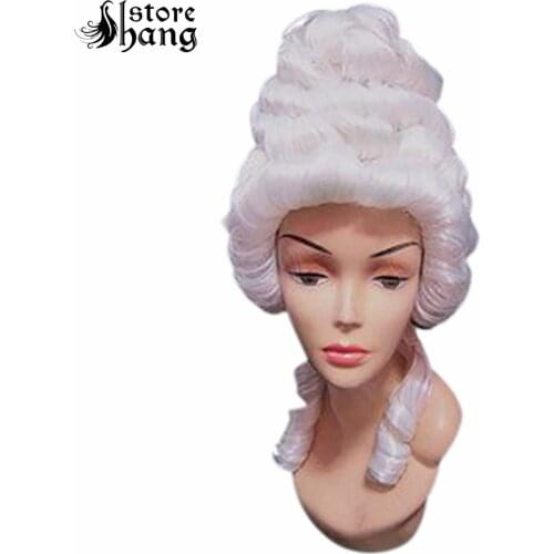 Marie Antoinette Wig White Colonial Curly Hair Baroque Style Renaissance Queen Historical Masquerade Party Costume Fancy Dress