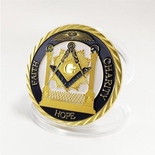 Gold Plated Coin Euro Masonic Association Under A Brotherhood Of Man The Fatherhood Of God Token Challenge Commemorative Coins