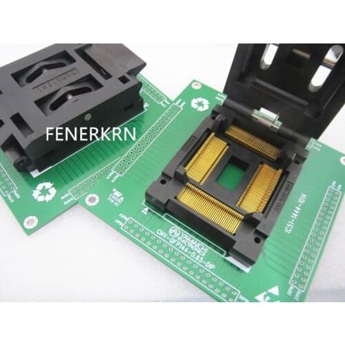 Clamshell QFP144 0.65mm pitch with pcb board 28*28mm 32mm*32mm IC Burning seat Adapter testing seat Test Socket IC51-1444-1014