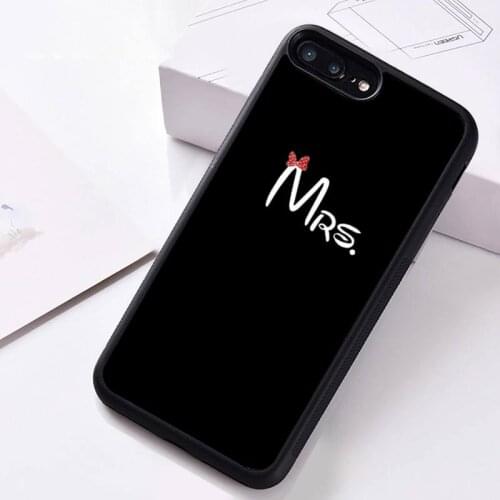 Cute Bow Mr Mrs Couple Phone Case Rubber for iPhone 12 pro max mini 11 pro XS MAX 8 7 6 6S Plus X 5S SE 2020 XR case