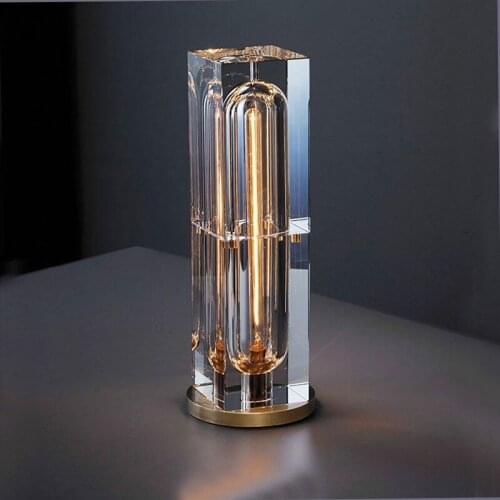 Light luxury American crystal decoration table lamp post-modern simple bedroom book room art pure copper table lamp