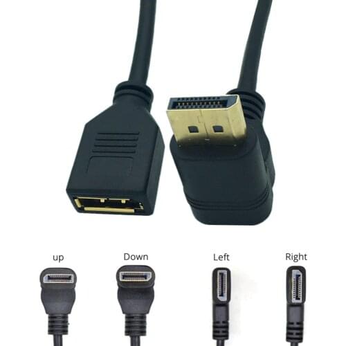 DP Extension Cable, DisplayPort Male to Female Right Angle 90 Degree Extension Cable, 0.3m, Black