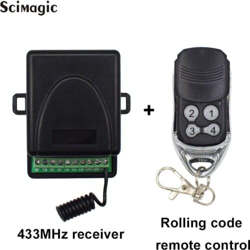 AC DC 12V - 24V Universal 2 channel receiver 433MHz rolling code remote control switch and 433mhz controller transmitter