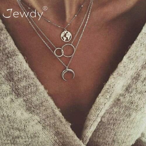 Bohemian Engraving Map Moon Beads Round Multilayer Chain Long Necklace Set Women Personality Party Jewelry Christmas Gift
