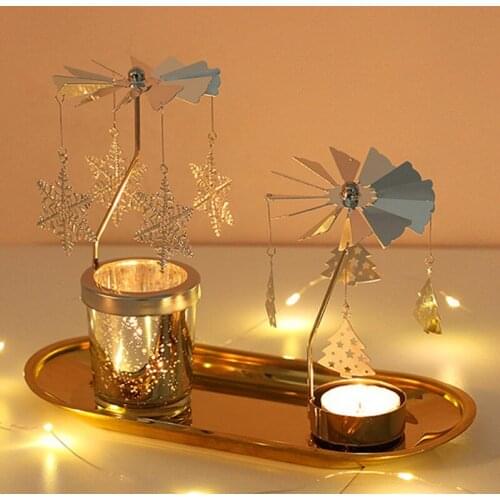 Ins Style Rotating Candle Holders Table Decoration Accessories Glass Candle Holder Nordic Candlelight Dinner Props Candlestick