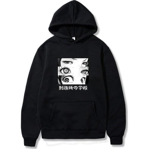 Japan Anime Prison School Eyes Sad Men Sweatshirt Hoodies 2020 autumn Winter Hot Sale Casual Hip Hop streetwear Fashoin Pullover