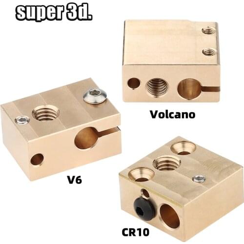 3d printer parts CR10 /Volcano/V6 Brass Heater Block High Quality For PT100 V6 CR10 Mk7/Mk8/Mk9 J-Head Extruder Heated Block