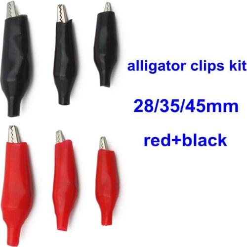60pcs alligator clips 28mm 35mm 45mm crocodile clips 3 values x 20pcs(red+black each 10pcs) alligator clips pinze test