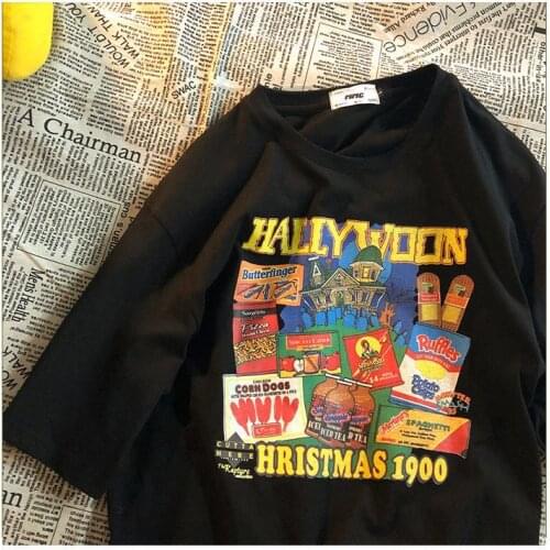 Top women y2k vintage clothes fairy grunge Loose Femal T-shirt Print High Street Clothing Harajuku Clothes Oversized T-shirt top