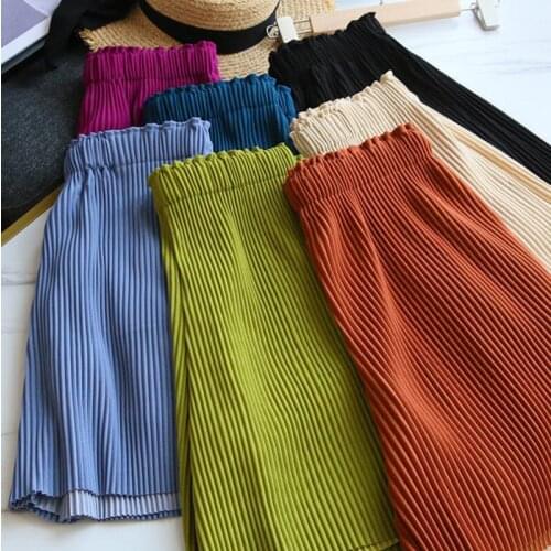 Womens Summer Casual Loose Pants Pleated Shorts