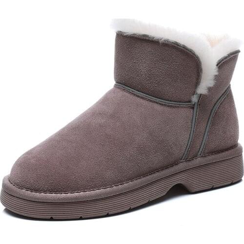 2021New Wool Snow Boots For Women Short Fur Flat Warm Ankle Female Cotton Shoes Wearable Non-Slip Ladies Plus Velvet Snow Boots