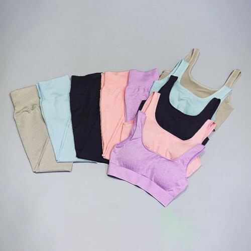 Womens Seamless Yoga Suit Sportswear Fitness Sport For Women Gym Running Set 2 Piece Costume For Yoga Sports Bras+Leggings Sets