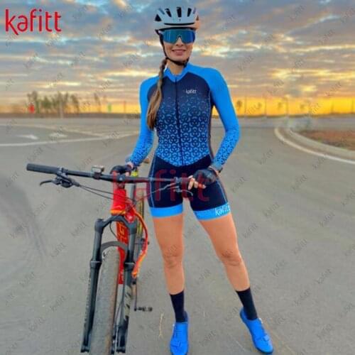 Cafitte new ladies cycling jersey Macaquinho GO mountain bike long-sleeved cycling jersey jumpsuit sportswear blue uniform suit