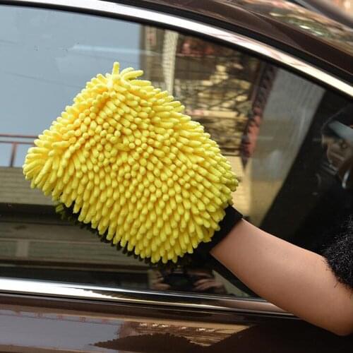 1/2PCS Waterproof Car Wash Microfiber Chenille Gloves Thick Car Cleaning Mitt Wax Detailing Brush Auto Care Double-faced Glove