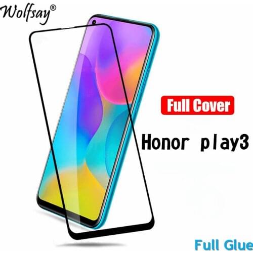 1PCS Full Glue Screen Protector For Huawei Honor Play 3 Tempered Glass Full Cover for Huawei Honor Play 3 9H 2.5D Premium Film
