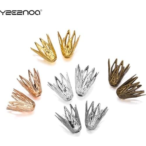 100pcs Hollow Flower Beads Caps Various Shapes End Caps Connectors For DIY Earring Jewelry Making Accessroies Supplies