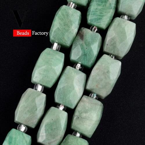 11*15mm 21pcs Natural Cuboid Faceted Amazonite Mineral Gem Stone Beads For Jewelry Making DIY Bracelets Necklaces Accessory 15"