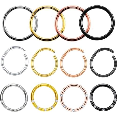 2PCS G23 Titanium Hinged Segment Nose Rings Lip Eyebrow Nipple Clicker Ear Septum Helix Tragus Captive Piercing Body Jewelry 16g