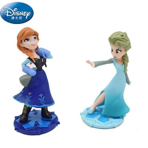 2PCS Disney Ice and Frozen Snow Margin Ornaments Isana Princess doll Cake Decoration DIY Animation Model Childrens Toys gift