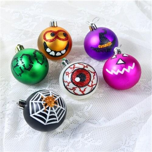 24pcs Mix Color Halloween Painted Balls Halloween Party Decorations Ornaments Hanging Christmas Tree Pendants