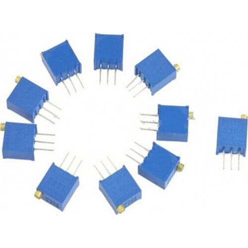 50pcs 3296W 3296 50 100 200 500 ohm 1K 2K 5K 10K 20K 50K 100K 200K 500K 1M ohm 101 103 Variable Resistor Trimmer Potentiometer
