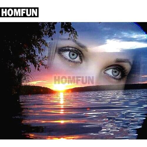 HOMFUN Full Square/Round Drill 5D DIY Diamond Painting "Eye landscape" Embroidery Cross Stitch 5D Home Decor Gift A02375