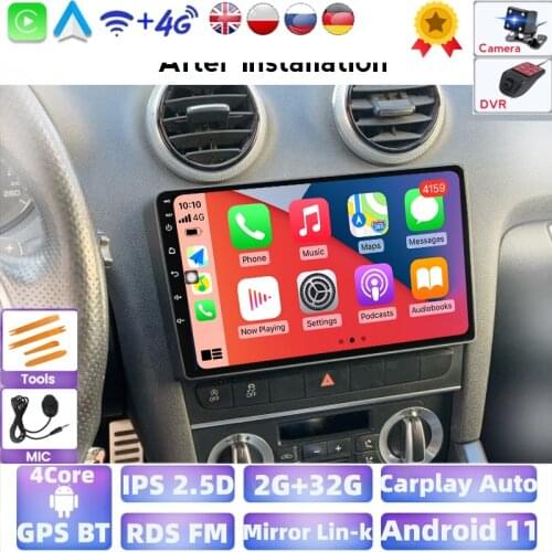 Android IPS CarPlay Car Radio Multimedia Video Player Auto Stereo GPS For Audi A3 8P 2003 2004 2005 2006 2007 2008-2013 2din