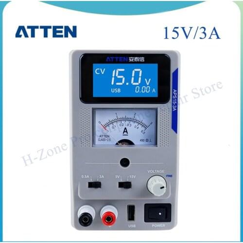 ATTEN APS15-3A Original 15V 3A USB Digital Variable Adjustable Laboratory precision Dc Power Supply For Mobile Repair