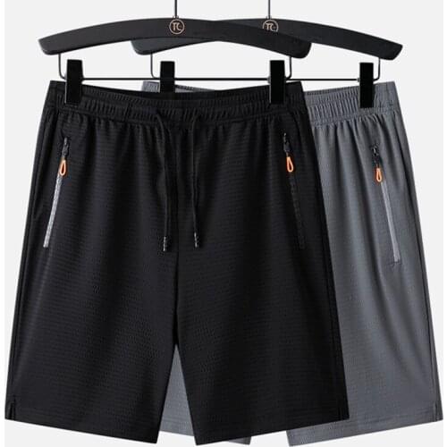 Basketball shorts swea Large Mens Mesh Elastic Summer Breeches Nylon Black Grey Spandex Sweat Plus Size Shorts men clothing