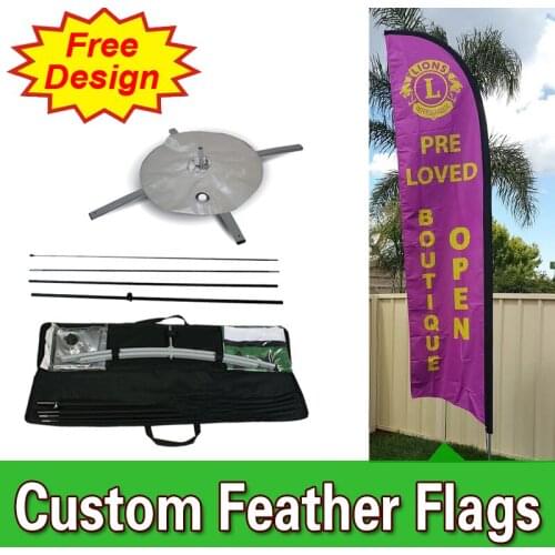 Free Design Free Shipping Single Sided Beach Flags with Cross Base Cheap Company Flags Banners Custom Feather Banner Flags