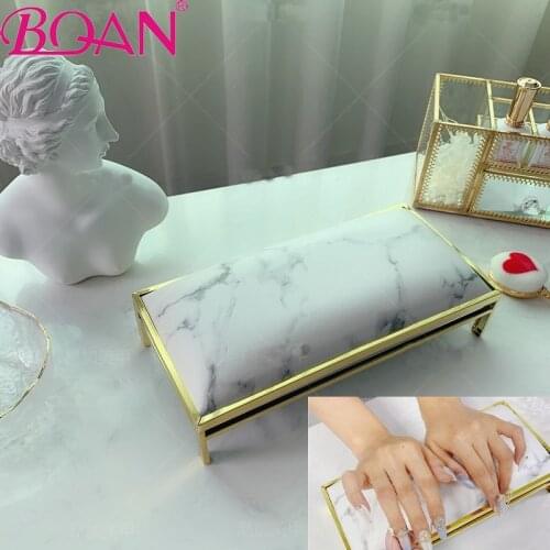 BQAN PU Leather Luxury Marble Manicure Table Nail Art Hand Pillow Supportable Desktop Hand Cushion Manicure Art Rest Salon Tools
