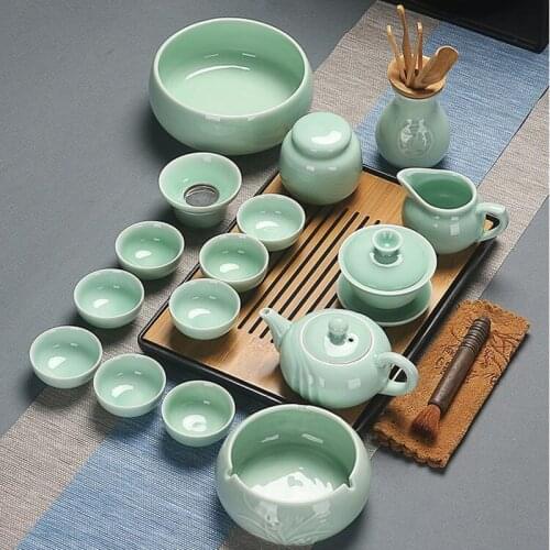 Celadon Kungfu Tea Set Single Master Cup Tea Cup Teapot Cover Bowl Tea Washing Six Gentleman Tea Set Filter Fair Cup Ashtray
