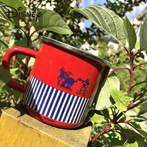 Disney cute cartoon nostalgic enamel cup children milk breakfast cup water cup coffee cup cute cup mugs coffee cups