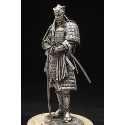 1:18 Scale 90mm Tin Metal Japanese 16th Century Warrior Armor Samurai Statuette Figure DIY Assembling Static Soldier Model Gift