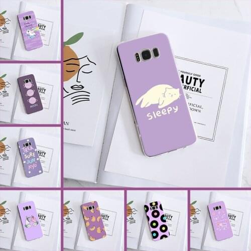 Purple Cat Unicorn cute Phone Case For Samsung Galaxy Note 4 5 8 9 Soft Silicone Back Cover For Samsung S5 S6 S7 Edge S8 S9 Plus