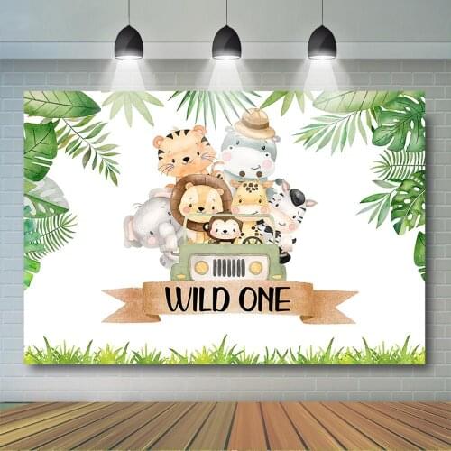 Safari Wild One Birthday Backdrop Boys 1st Birthday Party Decor Jungle Animal Drive By Birthday Parade Background
