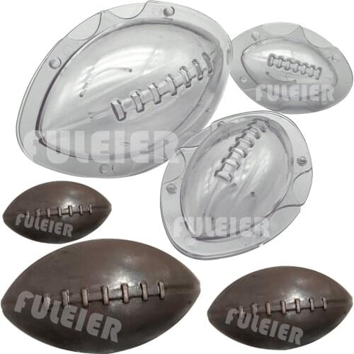 3D Rugby Football Chocolate Mould 3Pcs Cake Polycarbonate Mold for Baking Pastry Candy Confectionery Tools