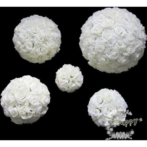 Hot sale White Rose flower ball Hanging Decorative Flower Ball Centerpieces Silk Rose Wedding Kissing Decoration supplies balls